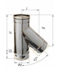 Дымоход Тройник -К Ф250-80 L-200(нерж. 0,5мм)(Феррум)
