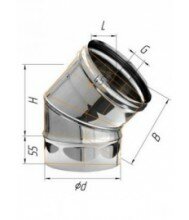 Колено 0,5 мм 45гр (135гр) Ф 140 мм (Феррум)